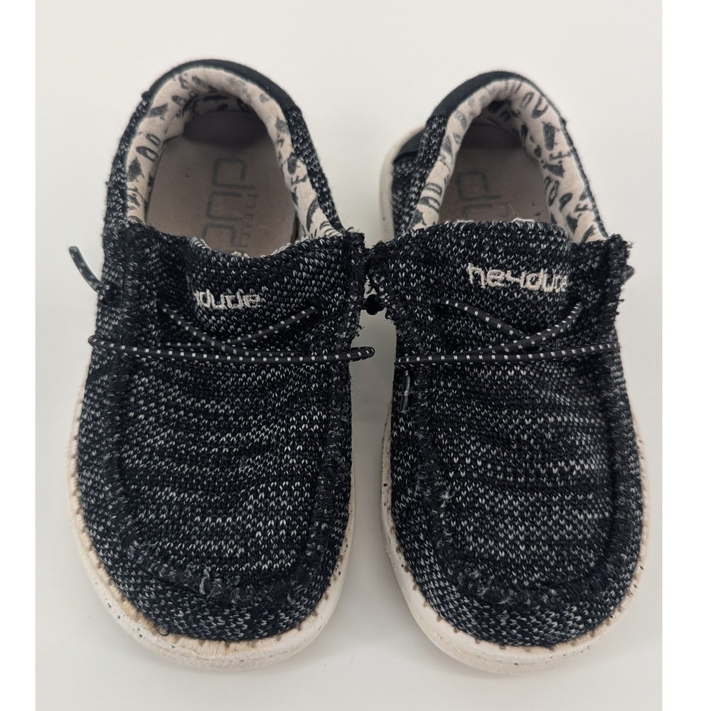 Hey Dude Wally Toddler Sox Skater Black White Knit Slip On Shoes 9K 160014735